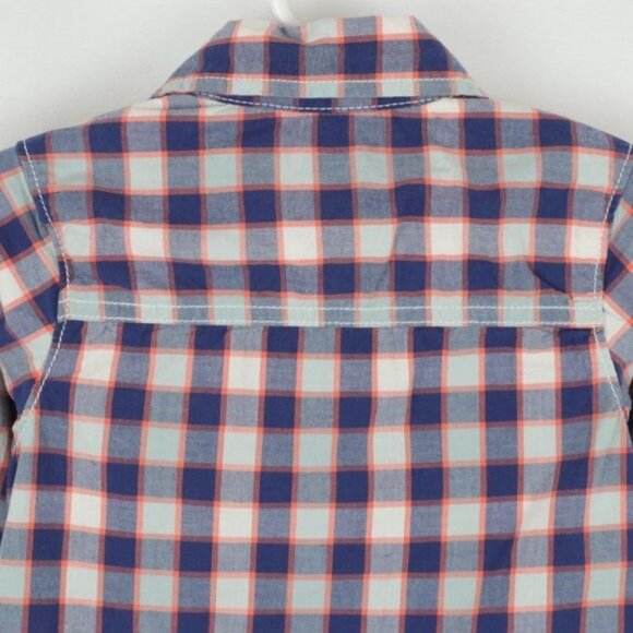 OshKosh B'Gosh Boys Size 4 Blue Orange Plaid Casual Long Sleeve Button Up Shirt - Picture 4 of 7